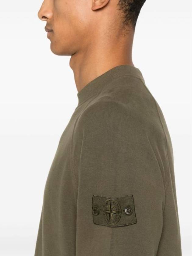 Logo Patch Stretch Cotton Hoodie Green - STONE ISLAND - BALAAN 6