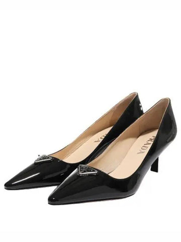 Brushed leather logo slingback pumps - PRADA - BALAAN 1