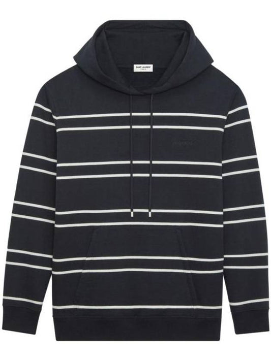 Stripe Hoodie Black - SAINT LAURENT - BALAAN 1