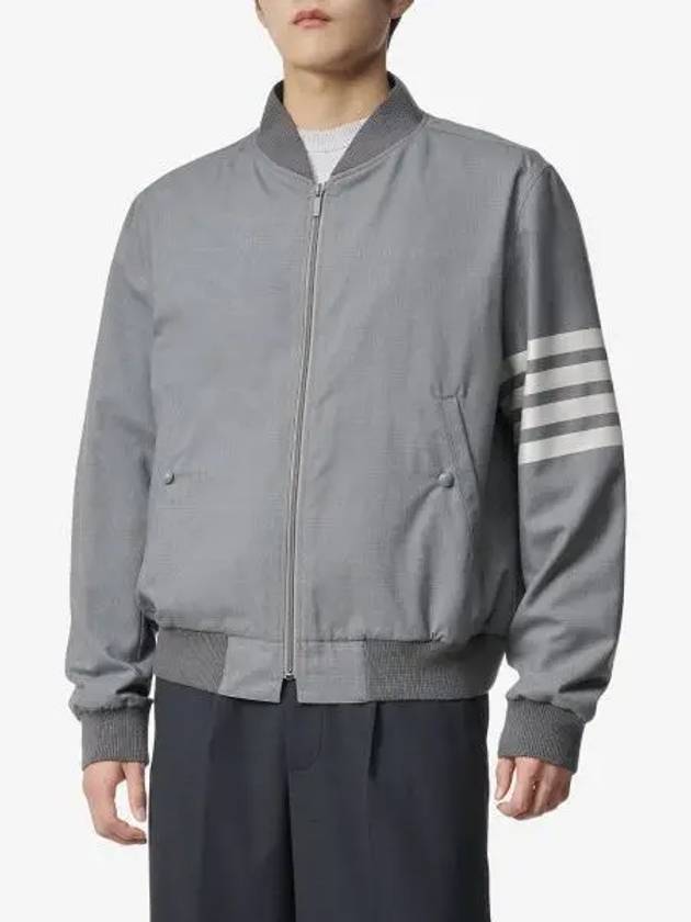 Diagonal Striped Knit Rib Blouson Bomber Jacket Grey - THOM BROWNE - BALAAN 2