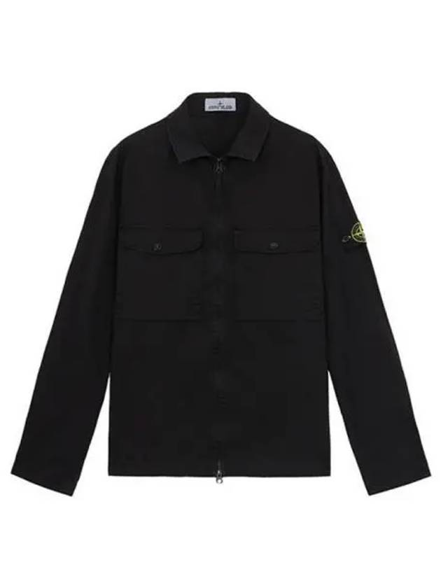 Organic Stretch Cotton Satin Long Sleeve Shirt Black - STONE ISLAND - BALAAN 2