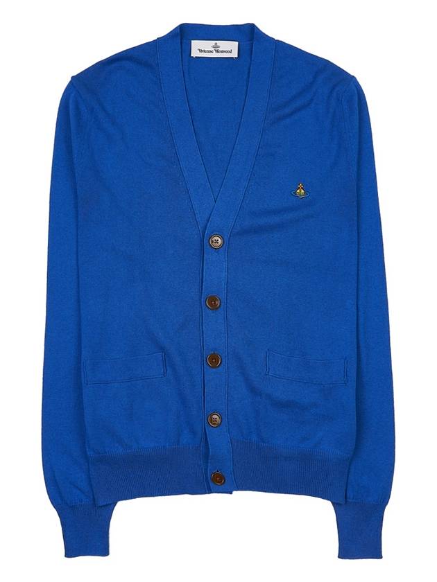 ORB Logo V-Neck Cardigan Blue - VIVIENNE WESTWOOD - BALAAN 11