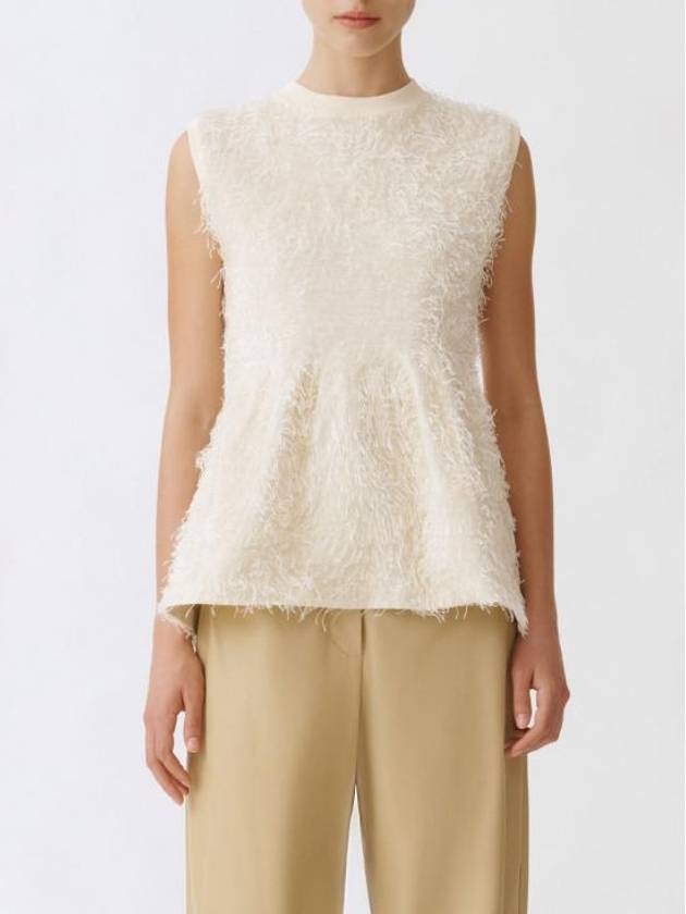 Frayed Effect Knit Vest Beige - FABIANA FILIPPI - BALAAN 3