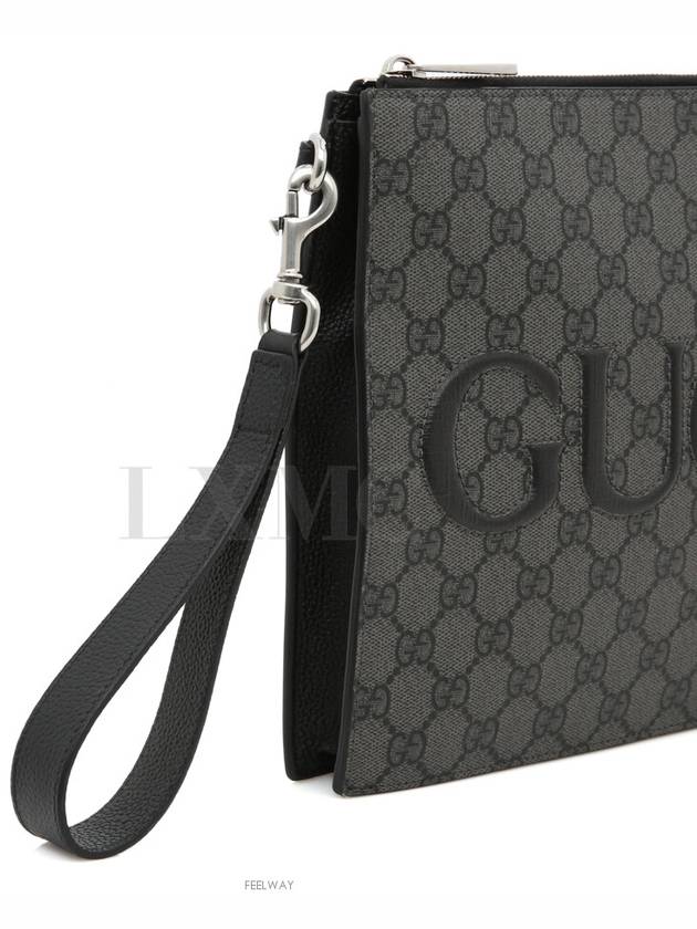 GG Supreme Canvas Zipper Clutch Bag Gray Strap 768374 - GUCCI - BALAAN 5