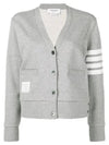 4-Bar Loopback Jersey Cardigan Light Grey - THOM BROWNE - BALAAN 2