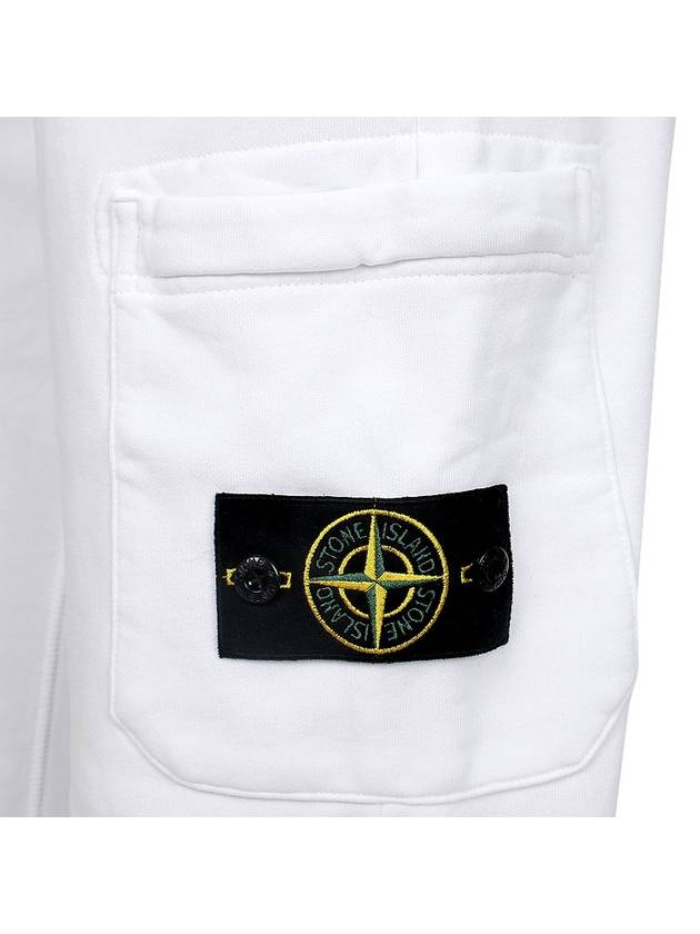 Cotton Fleece Cargo Truck Pants White - STONE ISLAND - BALAAN 6