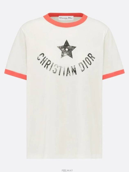 Dioriviera T Shirt Ecru Coral Cotton Jersey - DIOR - BALAAN 1