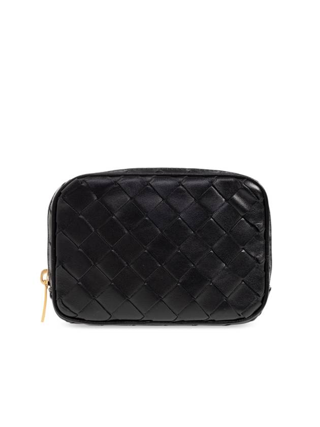 Teen Intrecciato Zipper Calfskin Pouch Black - BOTTEGA VENETA - BALAAN 2