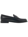 Metal Logo Leather Loafers Black - DIOR - BALAAN 3