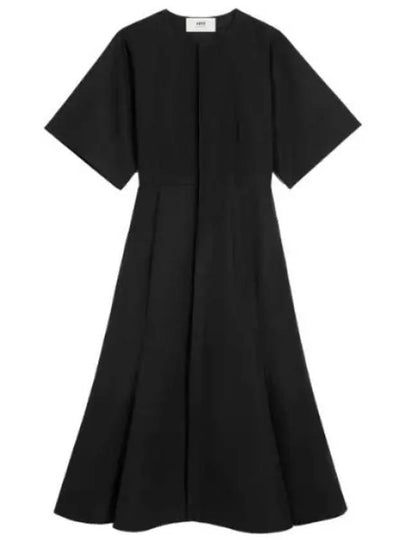 Mid Sleeve Round Neck Midi Dress Black - AMI - BALAAN 2