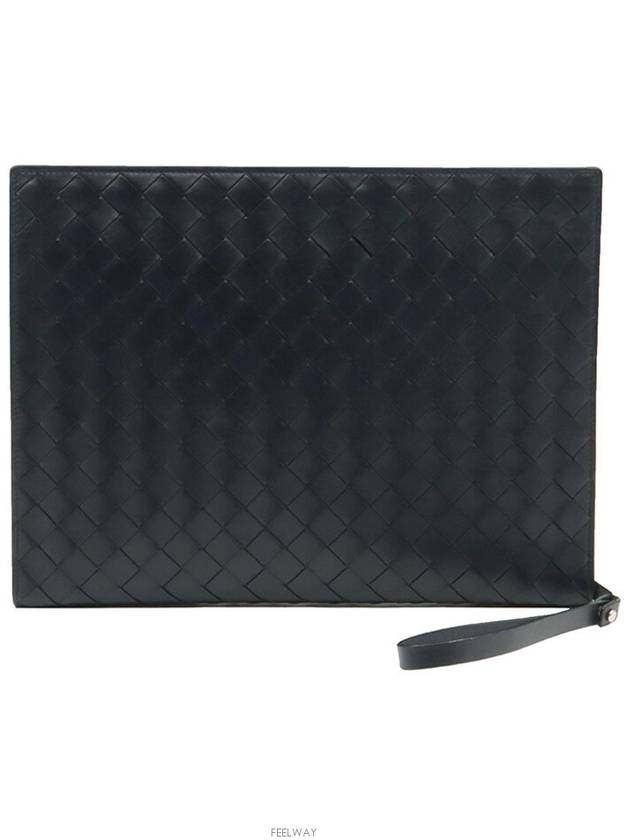 Shadow Intrecciato Half Zipper Document Case Hand Strap Clutch 732639 - BOTTEGA VENETA - BALAAN 1