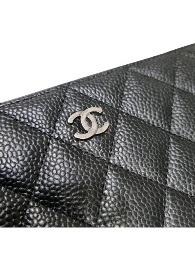 A82370 Classic Vintage Silver Black Caviar Zipper Long Wallet - CHANEL - BALAAN 5