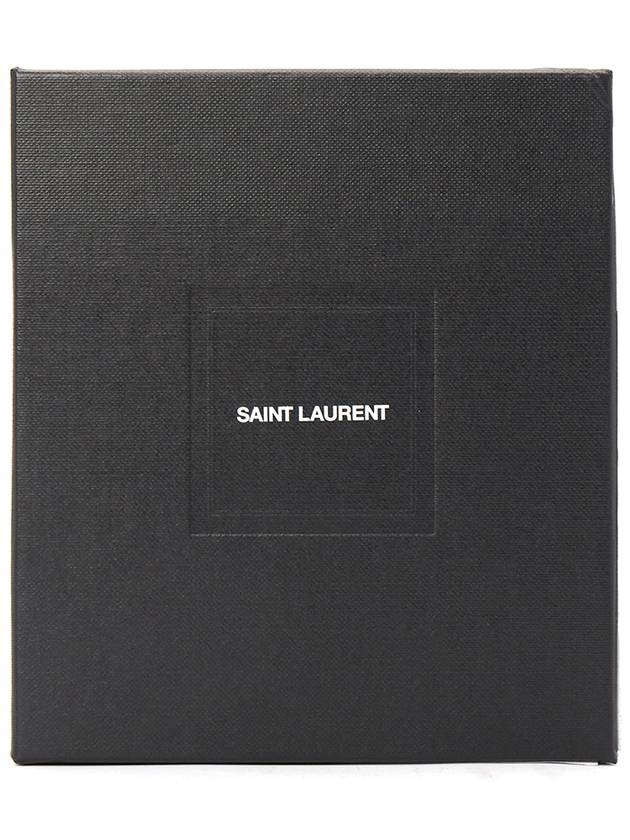 Coated Bark Leather Fragment Zipper Card Wallet Black - SAINT LAURENT - BALAAN 8