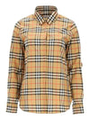 Vintage Check Cotton Oversized Shirt Antique Yellow - BURBERRY - BALAAN.