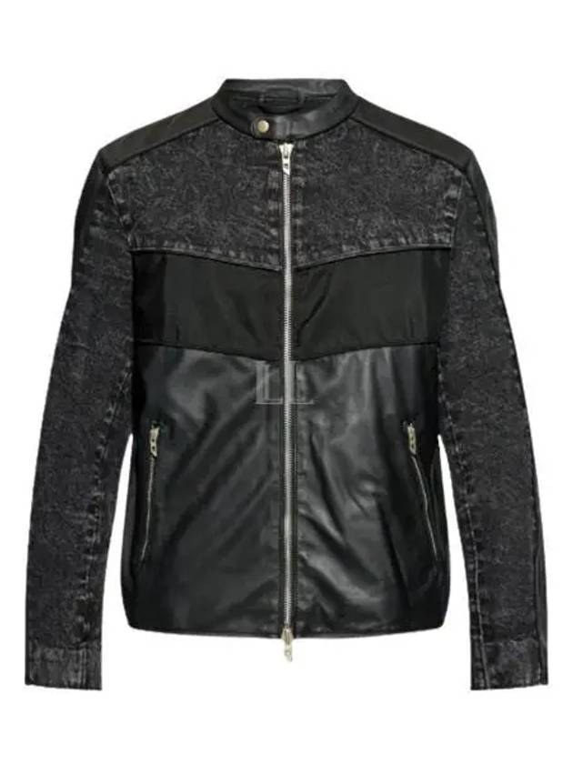 L Leopol Panelled Leather Jacket Black - DIESEL - BALAAN 2