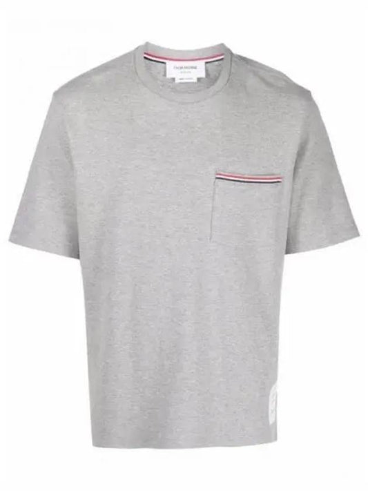 Cotton Oversized Pocket Short Sleeve T-Shirt Light Grey - THOM BROWNE - BALAAN 2
