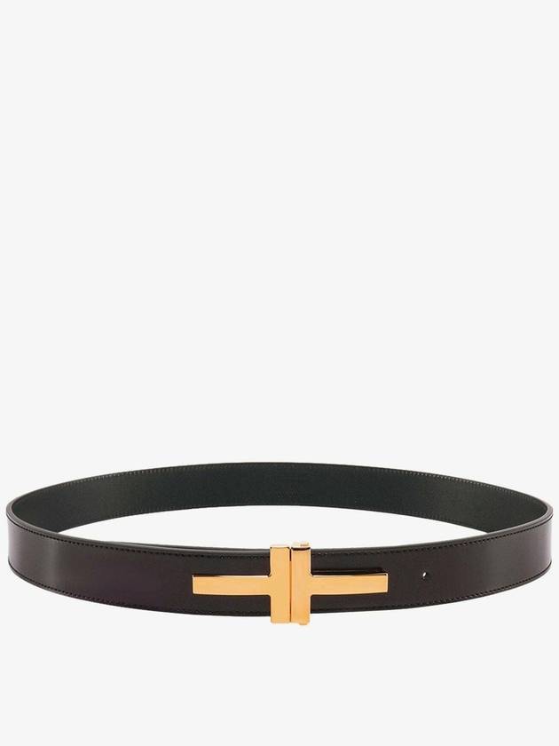 T Buckle Leather Belt 30MM Dark Brown· - TOM FORD - BALAAN 2