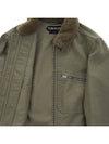 Men's Zipper Pocket Fur Collar Cotton Jacket Khaki - TOM FORD - BALAAN.