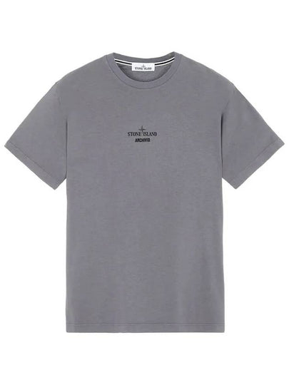 Men's Archivio Round Short Sleeve T-Shirt Grey - STONE ISLAND - BALAAN 2