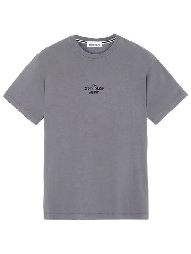 Men's Archivio Round Short Sleeve T-Shirt Grey - STONE ISLAND - BALAAN 3