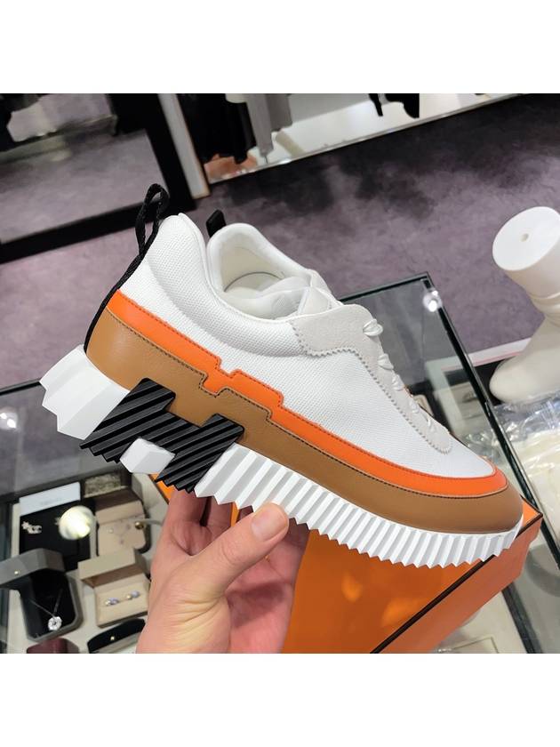 Bouncing Low Top Sneakers White Orange - HERMES - BALAAN 4