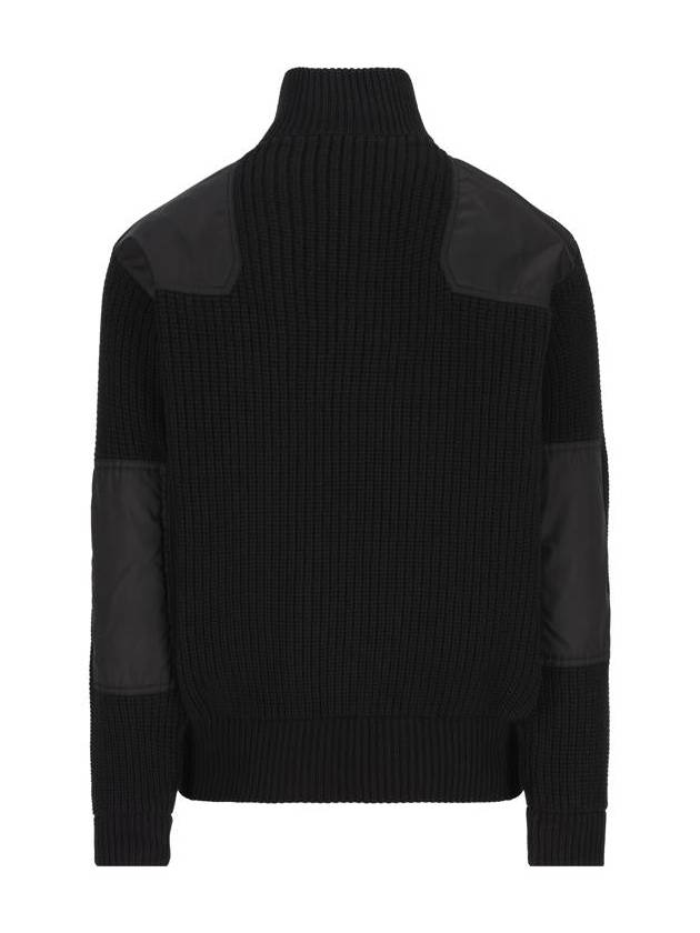 Wool cashmere zip up cardigan black - PRADA - BALAAN 3