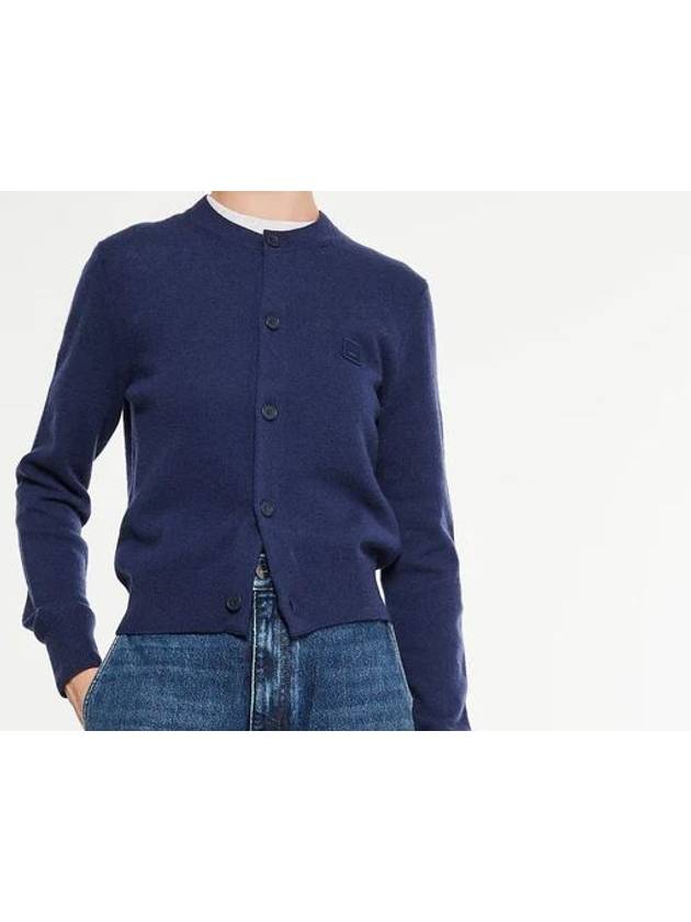 Face Logo Wool Cardigan Blue Women s - ACNE STUDIOS - BALAAN 3