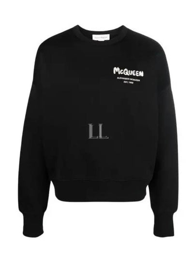 Graffiti Logo Print Sweatshirt Black - ALEXANDER MCQUEEN - BALAAN 2