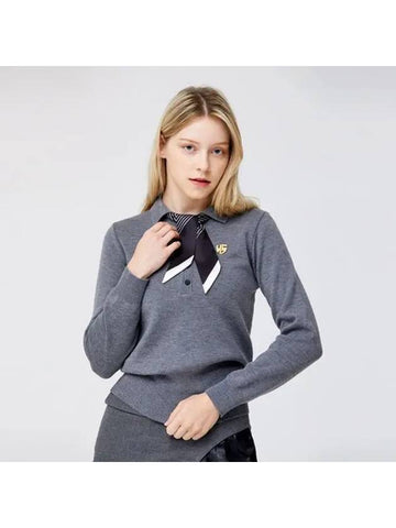 Golf Solid Collar Knit Sweater Gray - HENRY STUART - BALAAN 1