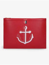 Anchor Embroidered Document Clutch Bag Red - THOM BROWNE - BALAAN 2