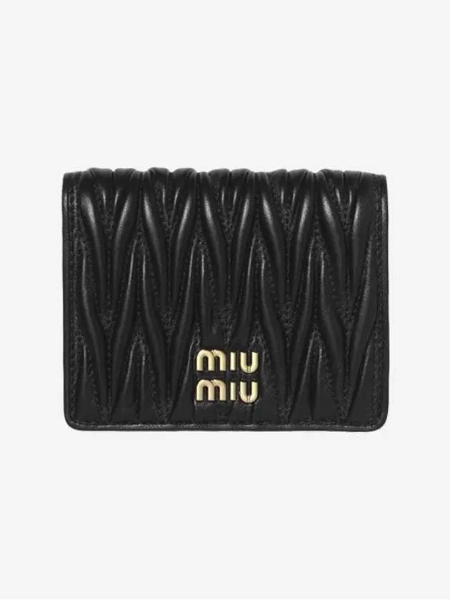 Matelasse Leather Half Wallet Black - MIU MIU - BALAAN 4