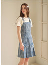 Chicory pleated overalls denim short dress blue - MICANE - BALAAN 4