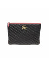 Women s Gucci 573814 Black Matelasse Leather GG Marmont Pouch Clutch gt Gangbuk used luxury goods - GUCCI - BALAAN 1