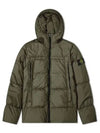 Men's Crinkle Reps Hooded Down Padding Dark Green - STONE ISLAND - BALAAN 2