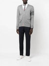 4-Bar Stripe Sustainable Merino Wool Cardigan Grey - THOM BROWNE - BALAAN 4