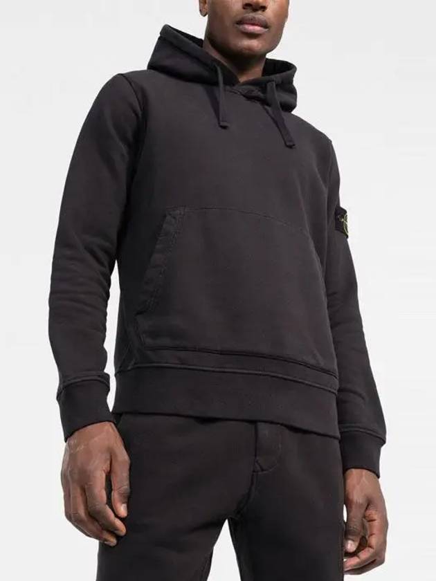 Wappen Patch Cotton Fleece Hoodie Black - STONE ISLAND - BALAAN 5