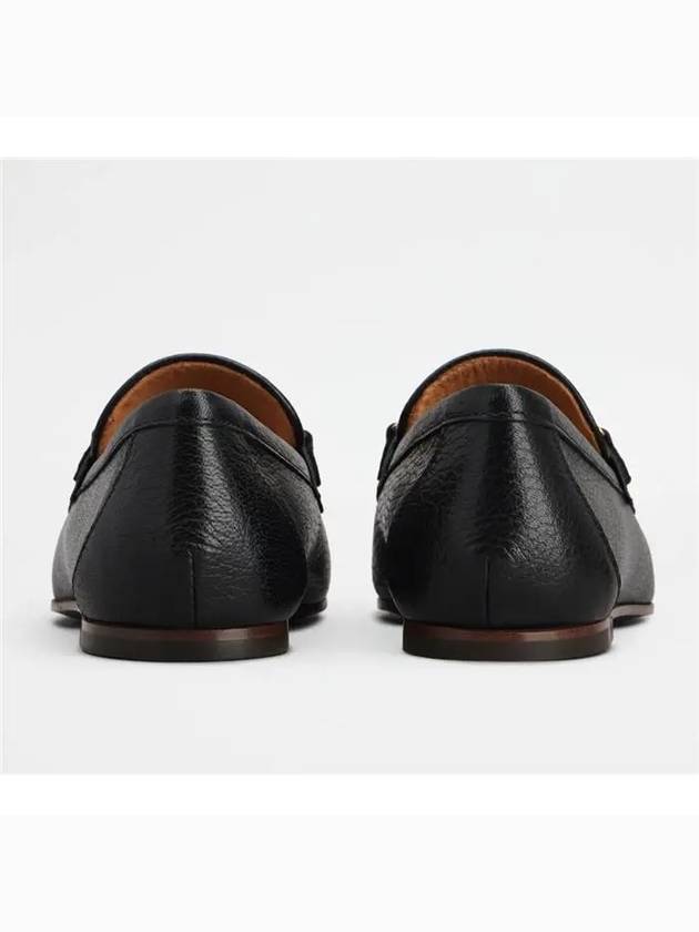 Women's Double T Logo Leather Loafers Black - TOD'S - BALAAN.