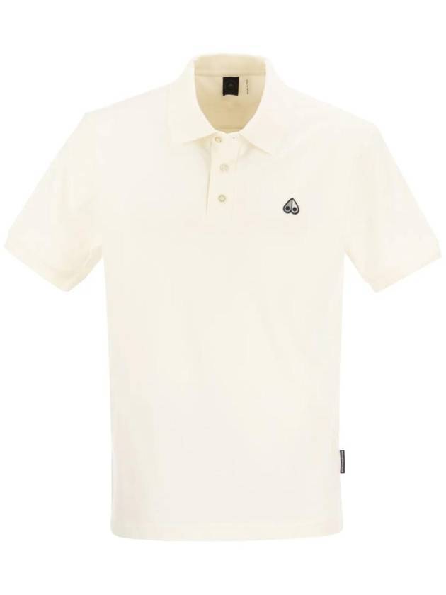 Embroidered Logo Cotton PK Shirt Ivory - MOOSE KNUCKLES - BALAAN.