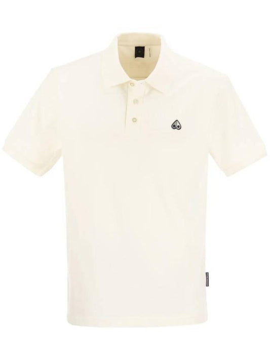 Embroidered Logo Short Sleeve Polo Shirt Ivory - MOOSE KNUCKLES - BALAAN 1