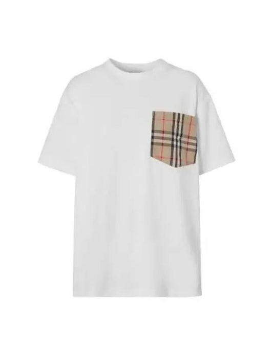 Check Pocket Crew Neck Cotton Short Sleeve T-Shirt White - BURBERRY - BALAAN 2