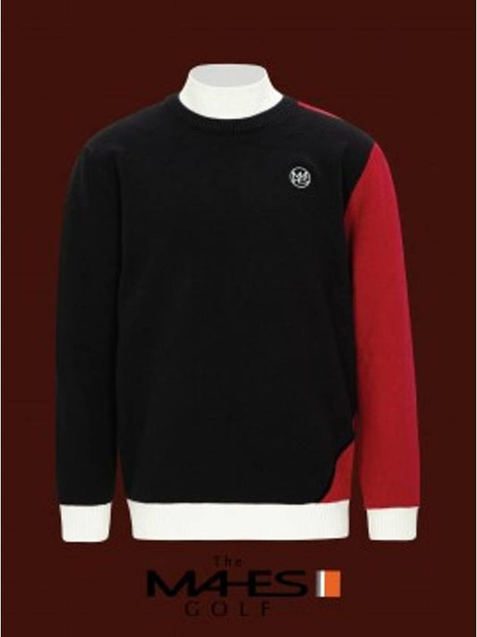 Logo Knit Sweater Black Orange Label Homme Stretch Lining Windproof Knit GN30402 - MAHES - BALAAN 1