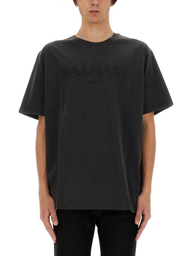 Balmain Gray Cotton T-Shirt - BALMAIN - BALAAN 5