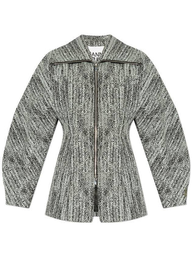 Ganni Jacket With Collar, Women's, Grey - GANNI - BALAAN 1