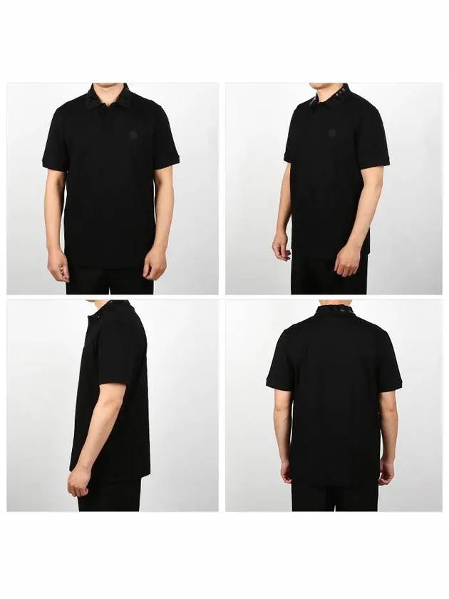 Men's Logo Lettering Collar Short Sleeve Polo Shirt Black - MONCLER - BALAAN.