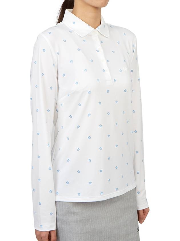 Women'S Star Print Long Sleeve Pk Shirt White - G/FORE - BALAAN 4