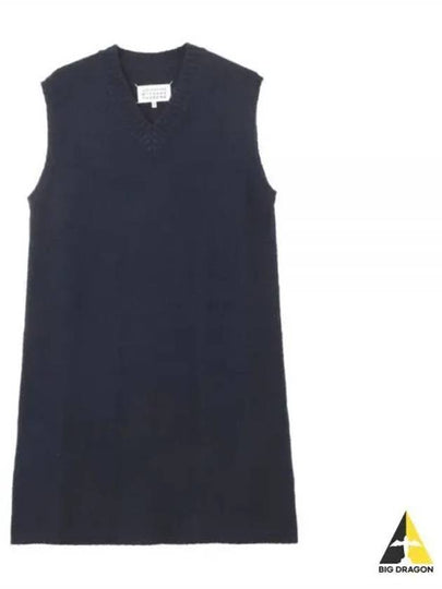 Women's V-neck Knit Midi Dress Blue - MAISON MARGIELA - BALAAN 2