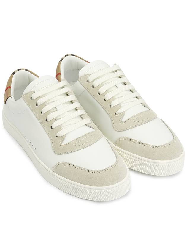 Leather Suede Check Cotton Low Top Sneakers White - BURBERRY - BALAAN 4