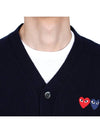 Double Heart V-neck Cardigan Black - COMME DES GARCONS - BALAAN 8