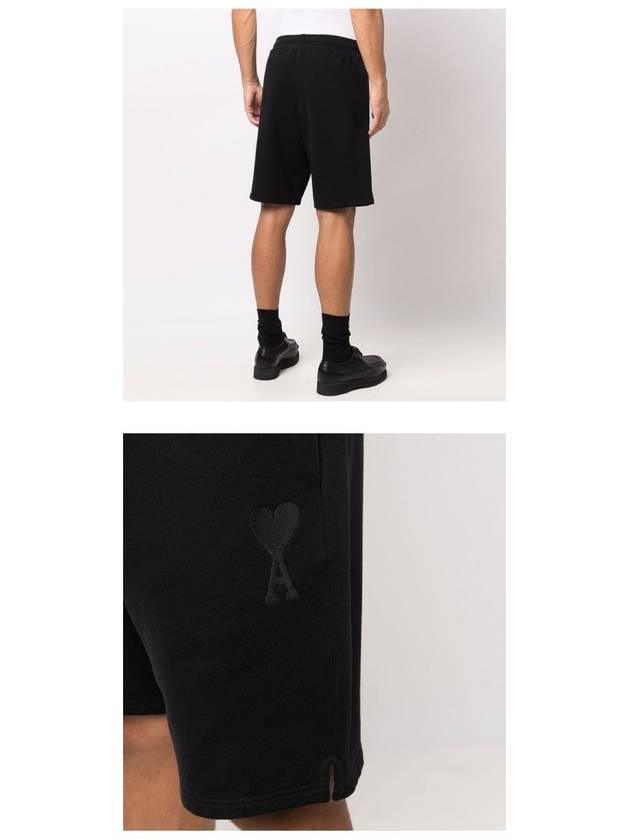 Heart Logo Tone On Tone Track Shorts Black - AMI - BALAAN 6