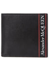 Men's Logo Printed Leather Half Wallet Black - ALEXANDER MCQUEEN - BALAAN.